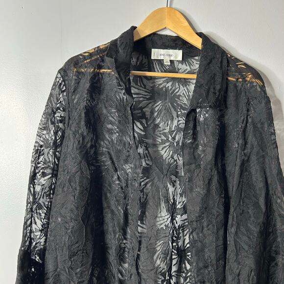 Jones Studio Sheer Lace Open Front Jacket Women’s 3X Black Whimsigoth Witchy - Picture 2 of 6